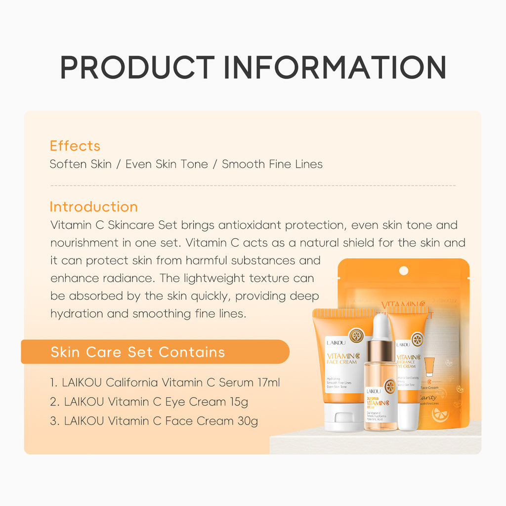 LAIKOU organic Vitamin C Skin Care Set 3-piece Set