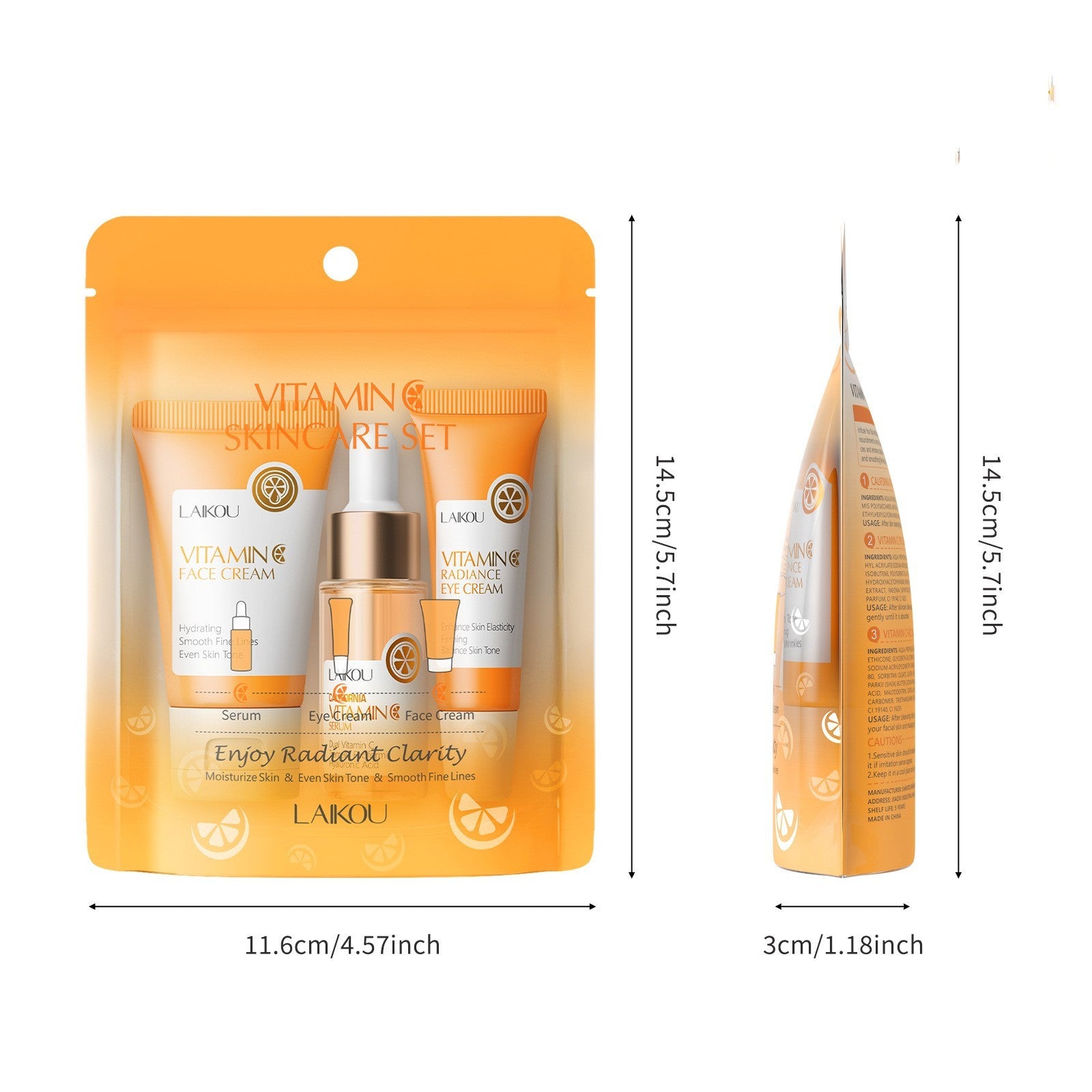 LAIKOU organic Vitamin C Skin Care Set 3-piece Set
